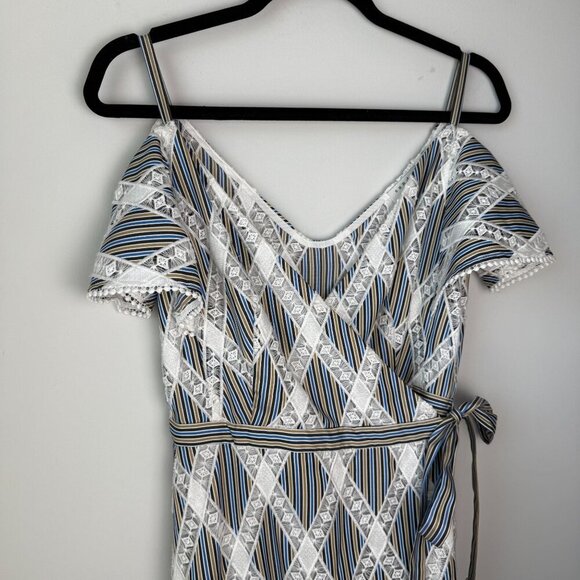 Sandro Dress Illa Cold Shoulder Midi Striped Lace Size EU 36 US 0/2 Wedding - Picture 12 of 12